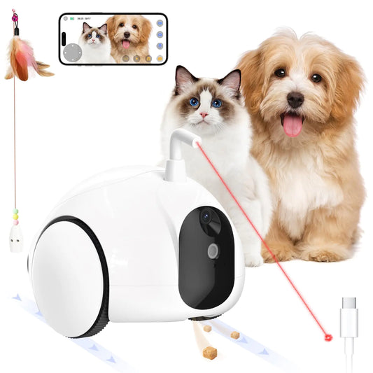 Pet Camera - Moving Pet Camera Robot with Phone App, Cat Toys with Camera, Pet Camera Treat Dispenser, Robot Dog Camera with Night Vision, Two-Way Audio and Video (2.4GHz Wi-Fi only)