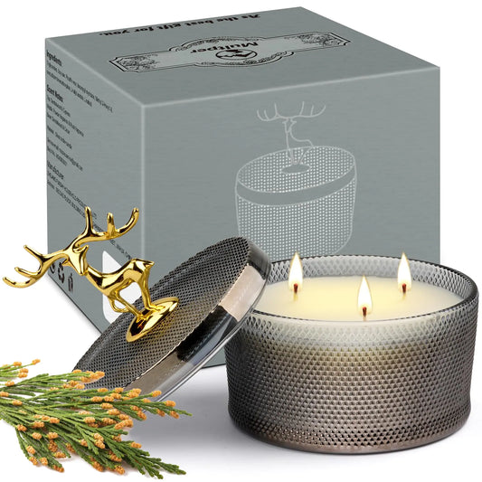 Scented Candles for Women 10.58 oz 3 Wick Natural Soy Wax Sandalwood Candle for Home Scented Aromatherapy Candle for Women Men 50 Hours Long Lasting Highly Scented Candle Valentines Day Gift